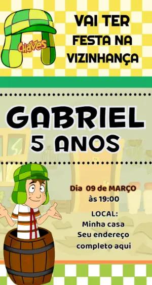 Convite Digital Aniversário Infantil Tema Chaves para Editar