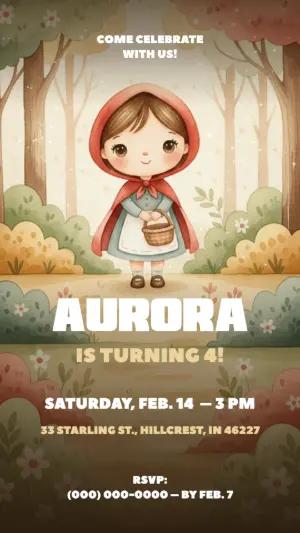 Editable Little Red Riding Hood Birthday Invitation Template
