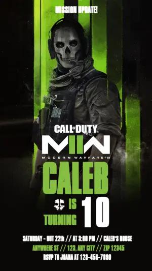 Call of Duty Ghost Birthday Invitation - Editable Template