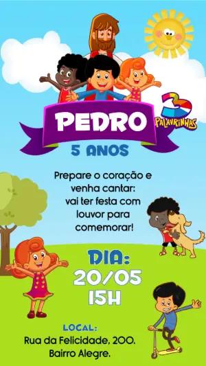 Convite de Aniversário 3 Palavrinhas Editável Online