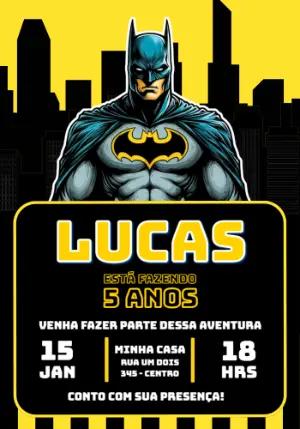 Convite Digital Editável Aniversário Tema Batman