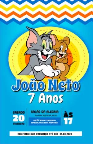 Convite de Aniversário Tom e Jerry para Editar Online