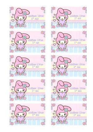 Etiqueta Escolar My Melody Rosa Fofa para Editar e Imprimir