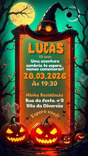 Convite de Aniversário Halloween Sombrio para Editar