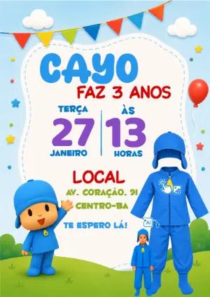 Convite Pocoyo com Foto IA: Vire o Personagem e Surpreenda!