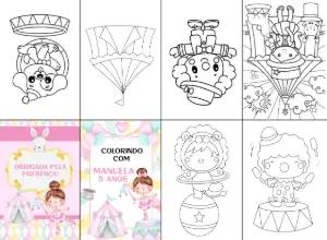 Livro de Colorir Circo Rosa para Editar Online e Imprimir
