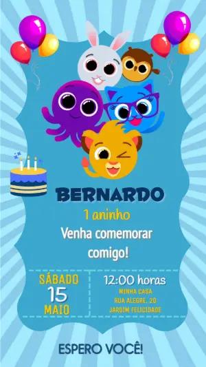 Convite de Aniversário Bolofofos com Personagens para Editar