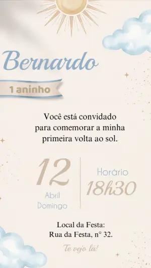 Convite de Aniversário 1 Ano Volta ao Sol Editável