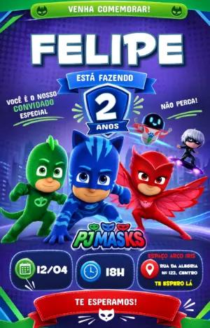 Convite de Aniversário PJ Masks Editável