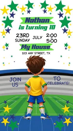 Editable Soccer Birthday Invitation with Brazil Theme