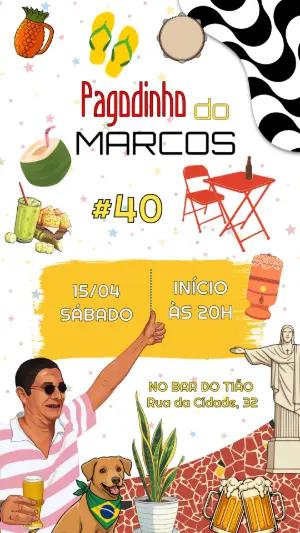 Convite de Aniversário Pagode Tema Brasil Editável