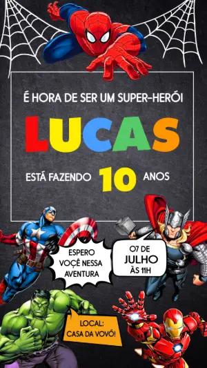 Convite de Aniversário Vingadores para Editar Online