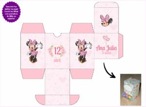 Caixa Baleiro Minnie Rosa Editável para Festa de Aniversário