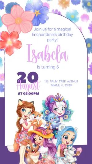 Enchantimals Birthday Invitation | Magical & Floral Editable Template