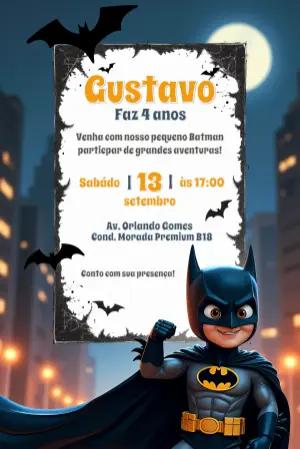 Convite de Aniversário Batman Editável Online para Imprimir