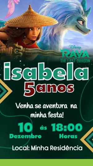 Convite de Aniversário Raya e o Último Dragão para Editar