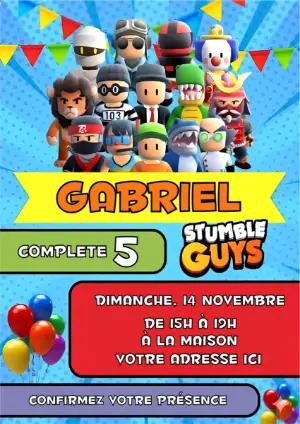 Invitation d'anniversaire Stumble Guys à Modifier en Ligne