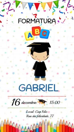 Convite de Formatura ABC Infantil Colorido para Editar