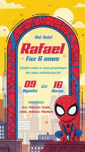 Convite de Aniversário Homem-Aranha Chibi para Editar Online