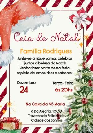 Convite de Natal Fofo com Papai Noel e Amigos Modelo Editável