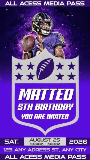 Editable American Football Birthday Invitation Derrick Henry