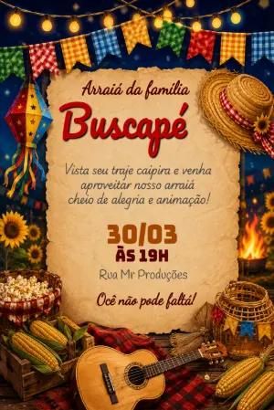 Convite Digital Festa Junina Rústico para Editar