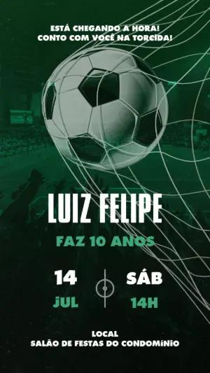 Convite de Aniversário Futebol com Bola na Rede para Editar