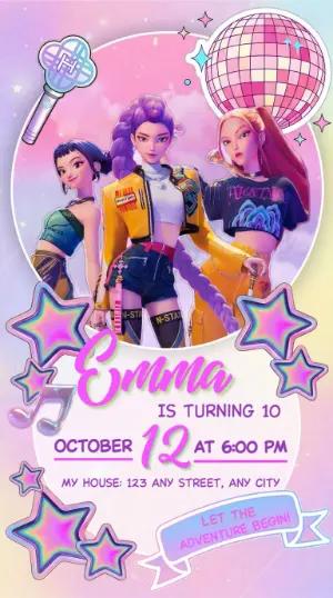 K-Pop Demon Hunter Birthday Invitation Editable Template