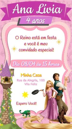 Convite de Aniversário Rapunzel Enrolados para Editar