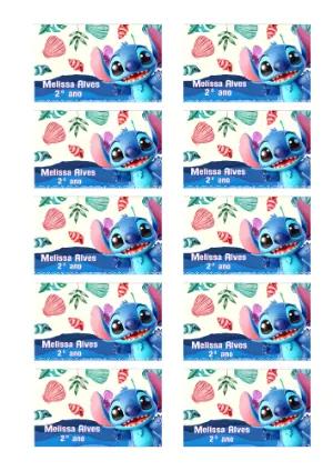 Etiqueta Escolar do Stitch Tema Tropical para Editar