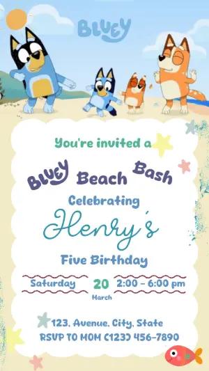 Animated Bluey Birthday Invitation to Edit Online