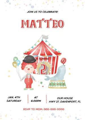 Cute Circus Birthday Invitation | Editable Digital Template