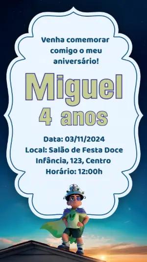 Convite de Aniversário Elio Disney para Editar Online e Imprimir