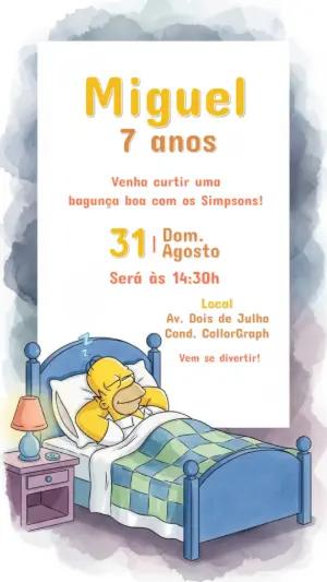 Convite Aniversário Os Simpsons com Homer para Editar Online