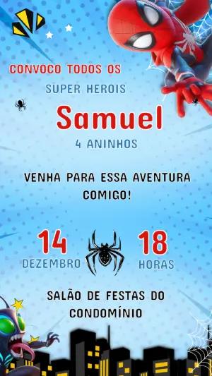 Convite de Aniversário Homem-Aranha Divertido para Editar