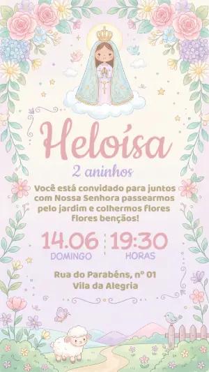 Convite de Aniversário Jardim de Nossa Senhora Editável