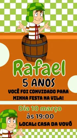 Convite de Aniversário Chaves Infantil para Editar