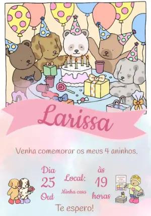 Convite de Aniversário Fofo com Animais para Editar Online