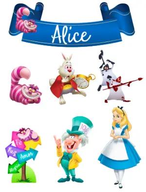Topo de Bolo Animado Alice no País das Maravilhas para Editar