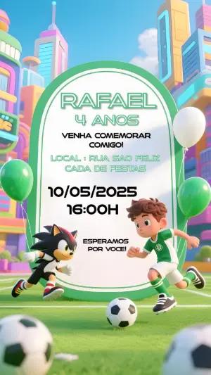 Convite Aniversário Futebol com Shadow para Editar Online