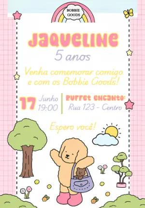 Convite de Aniversário Bobbie Goods Fofo para Editar