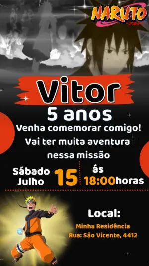 Convite Animado Naruto: Vídeo de Aniversário para Editar