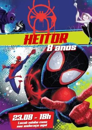 Convite Aniversário Homem-Aranha Aranhaverso para Editar