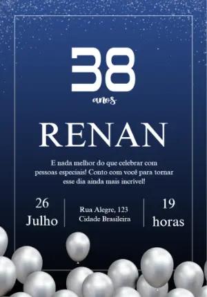 Convite de Aniversário Masculino com Balões para Editar Online