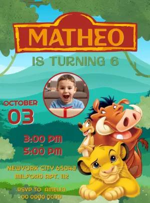 Editable Lion King Birthday Invitation Template