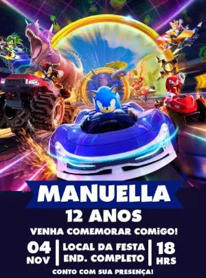 Convite Aniversário Sonic Racing para Editar Online