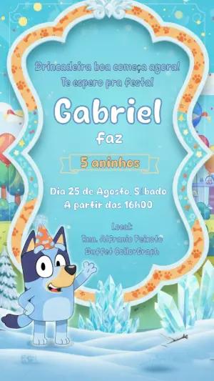 Convite Digital Infantil Tema Bluey no Gelo Editável