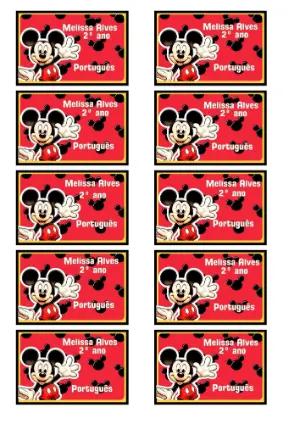 Etiqueta Escolar Mickey Mouse Editável para Material