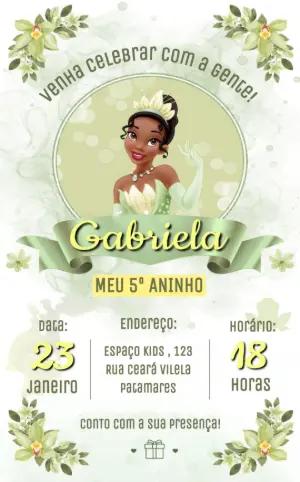 Convite Aniversário Princesa Tiana para Editar Online