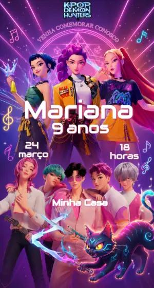 Convite Digital K-Pop Saja Boys para Editar